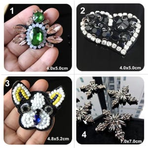Crystal glitter Beaded Spider Black Heart Bull Dog Applique Badge cloth patch DIY badge Craft cloth hair bag accessory supply