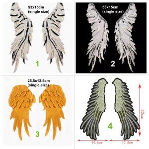 Pair of Fabric Embroidery Angel Devil Wing Applique Wings cloth patch DIY garment accessory decorative Jacket cloth handbag supply