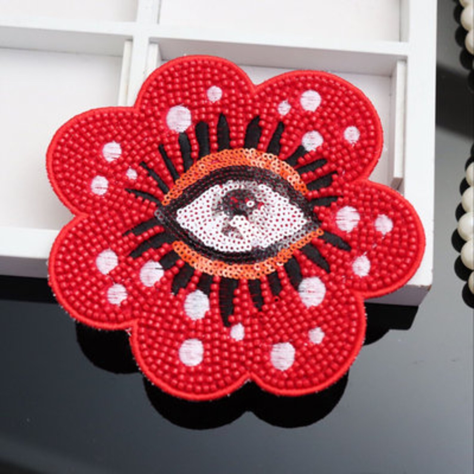 Crystal Beaded Eyes Bowknot Eye Applique Open Eye Cloth Patch Etsy