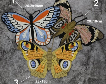 CABODYALS Black Butterfly Lace Applique Patch – Large Rhinestone & Beaded Trim, Iron-On Or Sew-On, For Dresses & Crafts