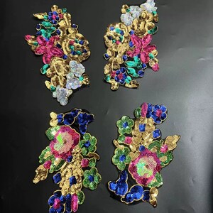 One set Sequins beaded flower Applique cloth Patch DIY Jacket decorative Party cloth handbag accessory supply