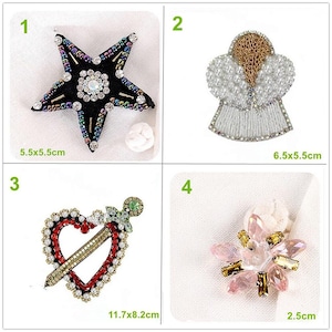 Crystal Beaded Angel Wing Heart Applique Star Flower cloth patch sew on DIY Jacket decorative Party cloth handbag accessory supply