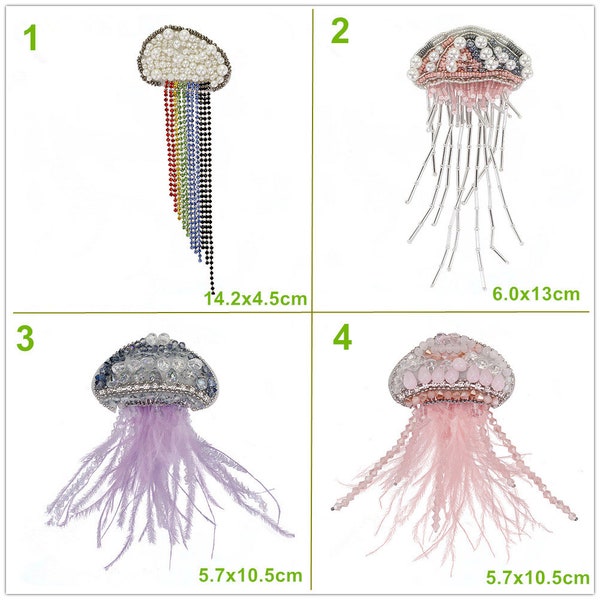 Crystal Beaded jellyfish Appliques Patch Sew on cloth patch DIY garment accessories decorative cloth Sale