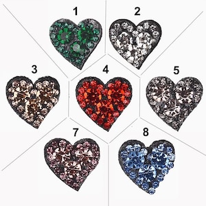 Crystal Frabric Beaded 2x2cm Multi Color Heart Applique Beaded Heart cloth patch shirt DIY garment accessory decorative Jacket cloth