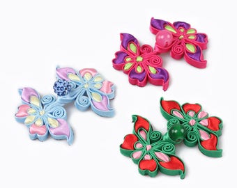 5.5x7cm Tradition Color Butterfly button Cloth DIY garment Chinese Qipao Pankou Frog Wedding accessory Craft fastener supply