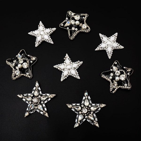 Crystal Beaded Star Appliques Beaded Sew on cloth patch DIY garment accessories decorative cloth Sale