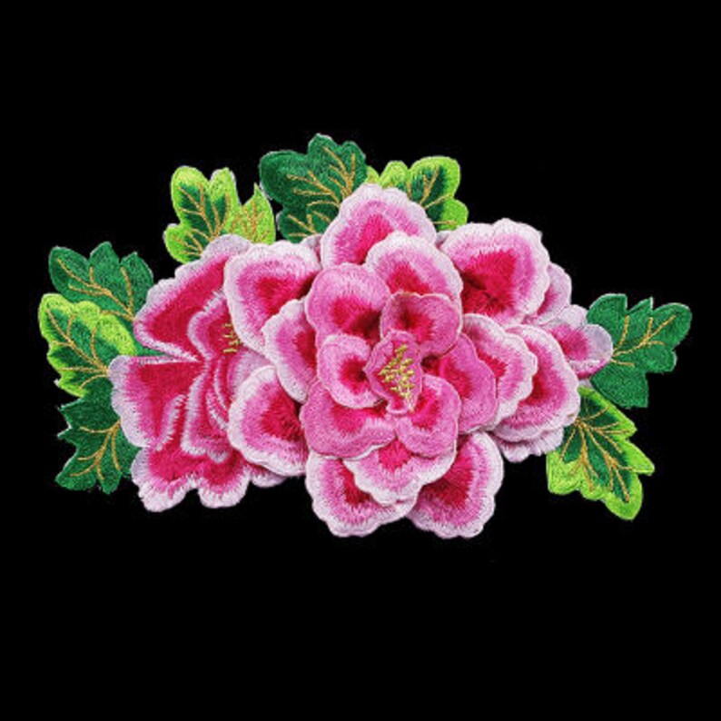 13x21cm fabric embroidery multilayered peony flower applique  etsy