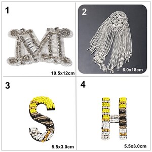 Insignia de borlas con cuentas de cristal, aplique de letras en inglés, parche de tela para manualidades, chaqueta decorativa, suministro de accesorios para bolso de tela