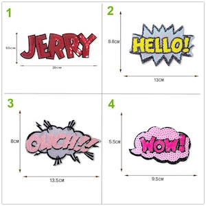 Lentejuelas Letras con cuentas Apliques Jerry Hello Wow parche de tela DIY accesorio de prenda de lentejuelas venta de tela de lentejuelas