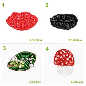 Crystal Beaded Fabric Red Black Lip Green Leaf Applique Mushroom cloth patch DIY garment accessories Handbag cloth Craft Supply