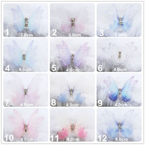 Crystal Transparent double layer gauze dream color butterfly Applique cloth sew on DIY wedding Craft decorative Party cloth hair bag supply image 2