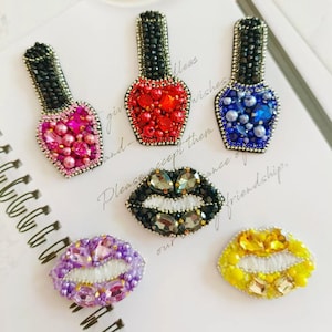 Crystal Beaded Lip Nail polish Appliques Beaded Sew on Lips cloth patch DIY garment accessories decorative cloth Sale