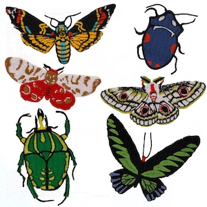 Fabric embroidery Butterfly Bee Beatles Longicorn Applique insect cloth patch sew on DIY Jacket decorative cloth handbag accessory supply