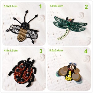 Crystal Beaded Applique Crystal Butterfly Dragonfly Bee ladybird Applique cloth patch DIY garment accessories decorative Sequin cloth