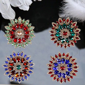 10.7x10.7cm Crystal Beaded Color Flower Applique cloth patch DIY Brooch accessory decorative cloth handbag accessory supply
