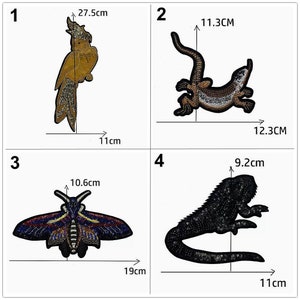Sequins Beaded Parrot lizard Moth Applique Insect Animal Cloth Patch DIY badge Craft cloth handbag accessory supply