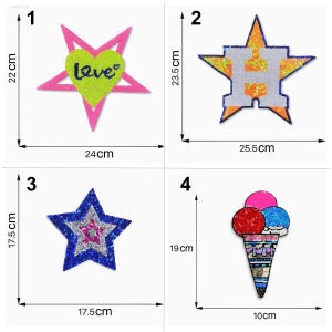 Glitter Sequins Beaded Star Letter Ice Cream Appliques cloth patch DIY badge Craft handbag
