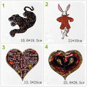 Lentejuelas con cuentas Carta amor corazón tigre conejo apliques de tela parche DIY ropa accesorios Bolso tela decorativa Venta