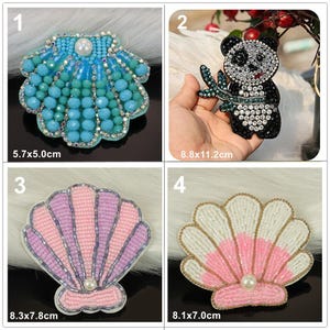 Crystal Beaded Badge Panda Sea Shell Appliques Sew on cloth patch DIY garment accessories decorative cloth craft
