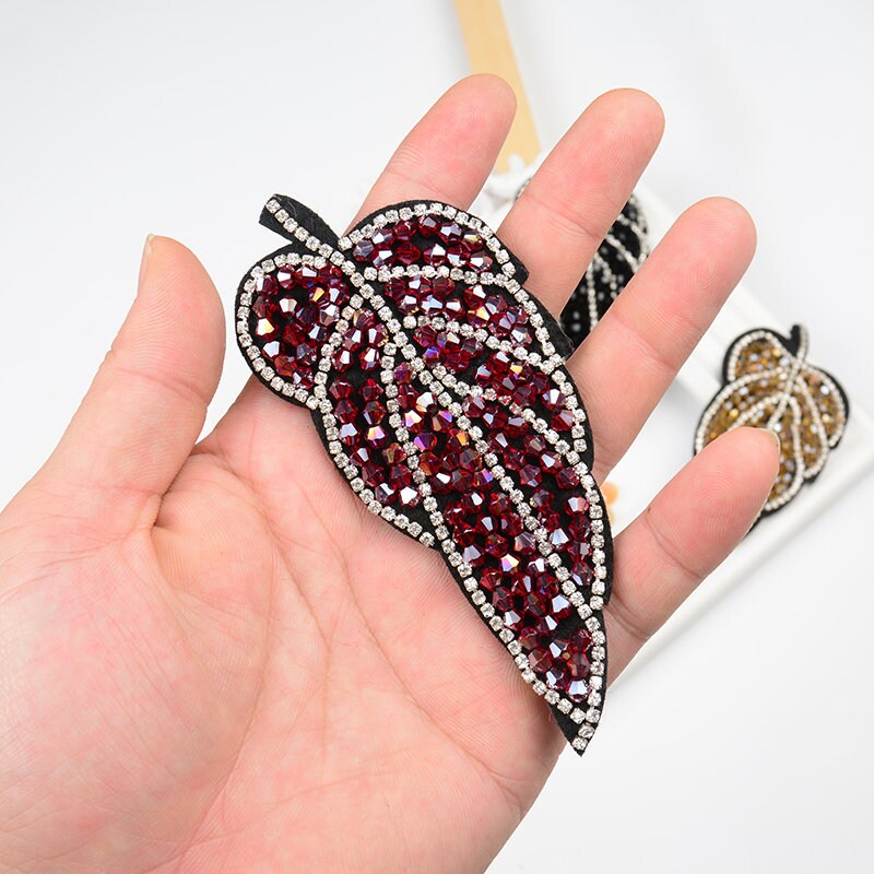 5.0x11.1cm Crystal Beaded Leaf Appliques Tree Leaves Cloth Etsy