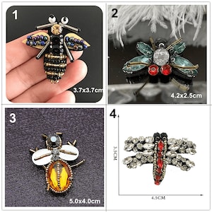 Crystal Beaded Dragonfly Appliques Insect Bee cloth Patch DIY garment accessories decorative Jacket Show Handbag cloth Supply