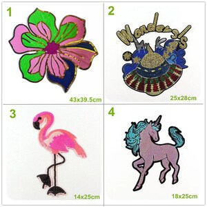 Glitter Sequins Flower Space ship horse Crane Applique Valentine cloth patch DIY badge Craft decorative cloth handbag accessory supply