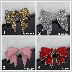 Apliques de lazo con cuentas de cristal, pajarita con cuentas rosa, roja y plateada, parche de tela para coser, accesorios de ropa DIY, tela decorativa en oferta