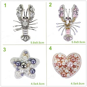 Crystal Beaded Star Lobster Heart Love Applique Cloth patch DIY insignia Craft decorativo tela bolso accesorio de suministro