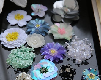 Sequins Crystal Beaded Flower Applique Color Flower cloth Patch DIY badge Craft decorative cloth hair bag accessory supply