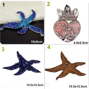 Crystal Beaded Crown or Seastar Applique, Sew-on Patch