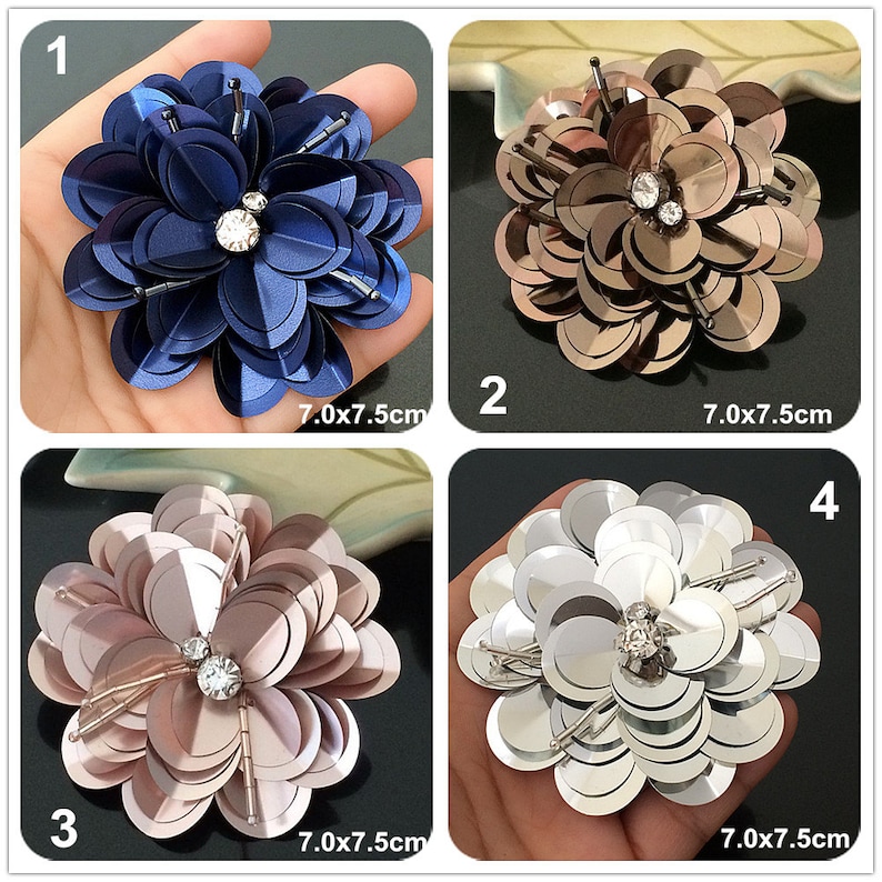 Sequin Crystal Beaded Big Flower Applique cloth stickers DIY Etsy