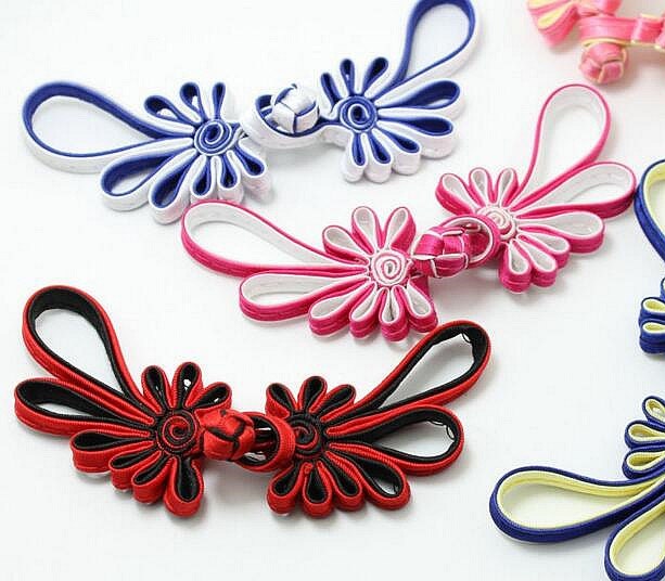 5 Pieces of Single Color 10x3.3cm Tradition Cloth Button Long Tail ...