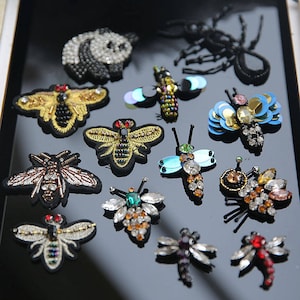 Crystal glitter Beaded Ant Bee Applique cloth patch sew on DIY badge Craft decorative Party cloth hair bag accessory supply