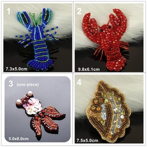 Crystal Beaded Lobster conch Applique Gold Fish cloth patch DIY garment accessories decorative Sequin cloth