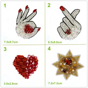 Crystal Beaded Heart Hand Sun Badge Applique cloth patch DIY Jacket Handbag cloth garment accessory
