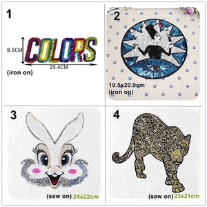 Tela lentejuelas con cuentas leopardo conejo carta apliques parche de tela DIY bolsa de regalo chaqueta suministro de accesorios de tela decorativa