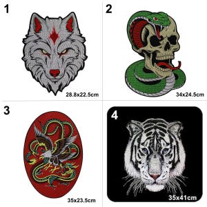 Fabric Embroidery Tiger Snake eagle Wolf Applique cloth patch DIY garment accessories