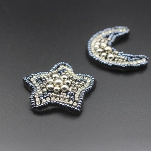 Crystal Beaded Star Moon Applique Badge cloth patch DIY garment accessories decorative Jacket Craft Supply