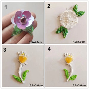 Crystal Sequins Beaded Flower Applique cloth DIY Brooch badge Craft decorative Party cloth handbag accessory supply