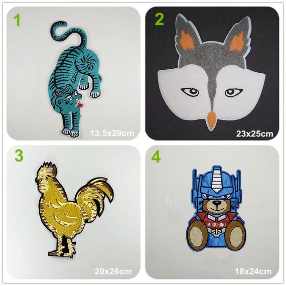 Fabric Sequins Rooster Tiger Fox Bear Applique Cloth Sew On Applique Diy Garment Accessories Decorative Jacket Cloth