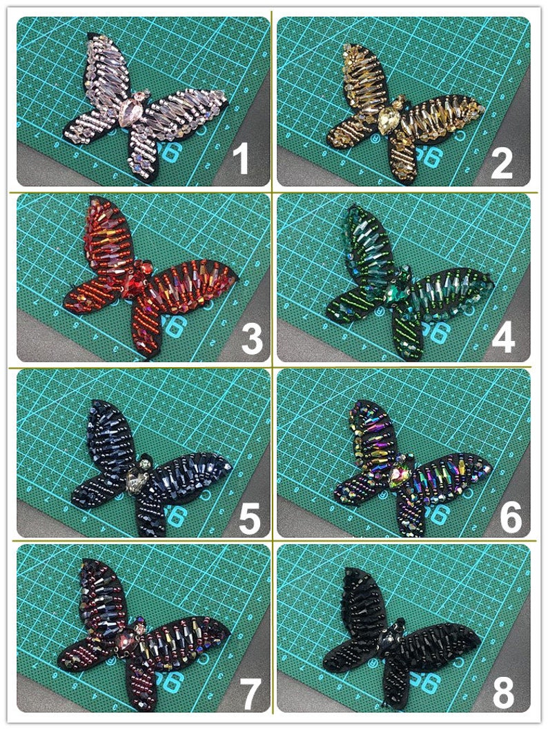 7.5x5.2cm Crystal Fabric Beaded Butterfly Applique Cloth Patch Etsy