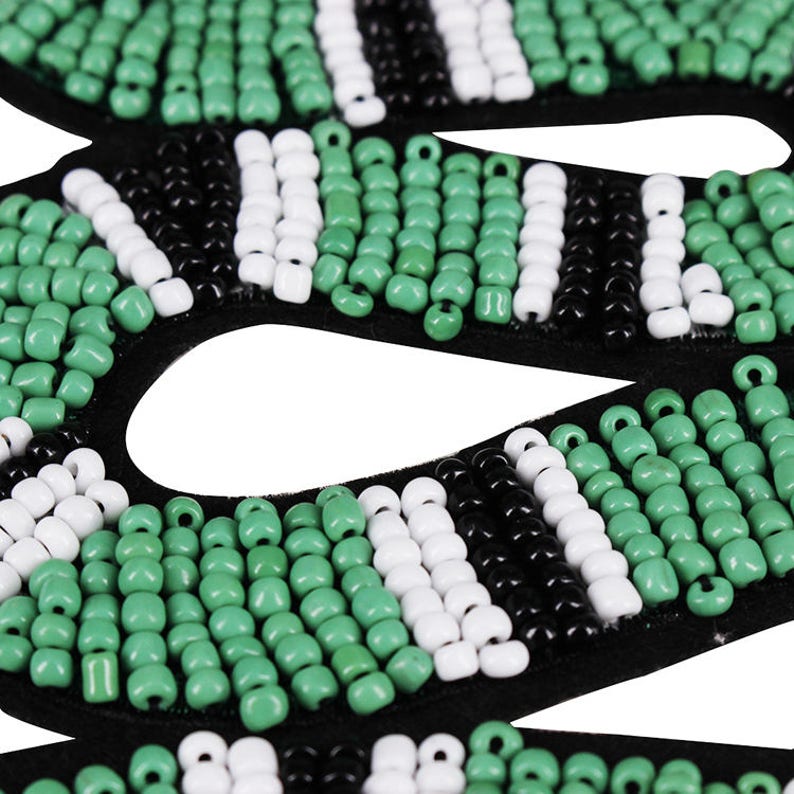 16x28cm Beaded Big Green Snake Applique Striped Snake Animal Etsy