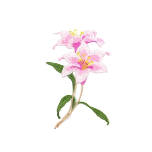 Fabric Embroidery 15x24.5cm Lily Flower Applique Dress cloth patch DIY Craft decorative cloth Jacket accessory