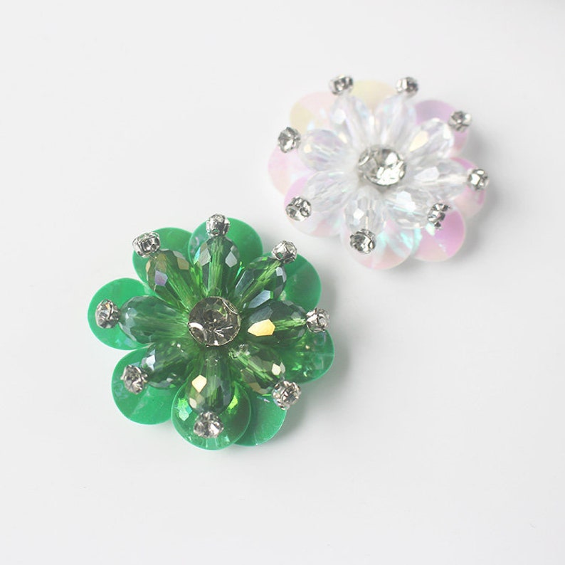 4.0cm Crystal Beaded Flower Applique Cloth DIY Garment Etsy