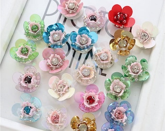Small 1.8cm to 2.0cm Stereo Sequin Beaded mix small flower Applique sew on cloth patch DIY garment accessory decora cloth wholesale
