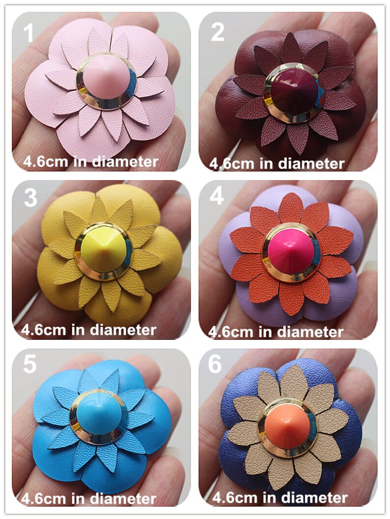 4.6cm Colorful Rivet Leather Flower Applique Cloth Stickers Etsy