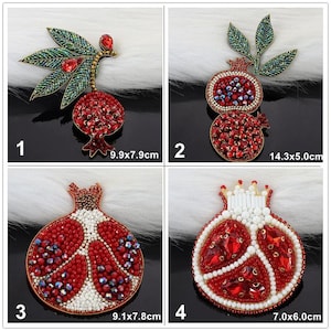 Crystal Beaded Lemon Fruit pomegranate Applique cloth Patch DIY badge Craft decorative cloth handbag accessory supply