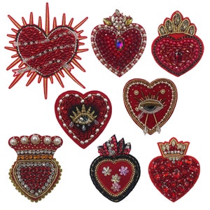 Crystal Beaded Heart Love eye Applique cloth patch sew on DIY Jacket decorative Party cloth handbag accessory supply