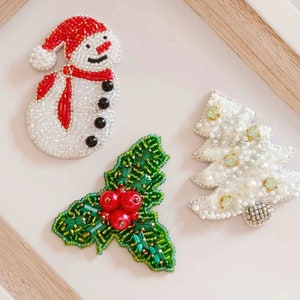 Crystal Sequins Beaded Fabric Christmas tree Leaf Snowman Applique cloth patch DIY badge Craft decorative cloth handbag
