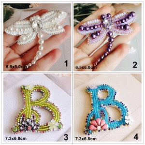 Tela de cuentas de cristal Libélula Carta B Aplique parche de tela coser en apliques accesorios de prendas de bricolaje decorativos Tela de chaqueta